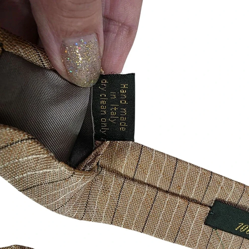 JAGUAR Striped Necktie Brown Gold‎ Tan Silk Blend Men's Formal Fashion